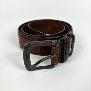 Columbia Mens Brown Genuine Leather Belt Metal Buckle Size 36 Casual Dress